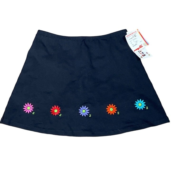 Margarita Sportwear Skort Neon Daisies Black Sz Small #5750flower NWT