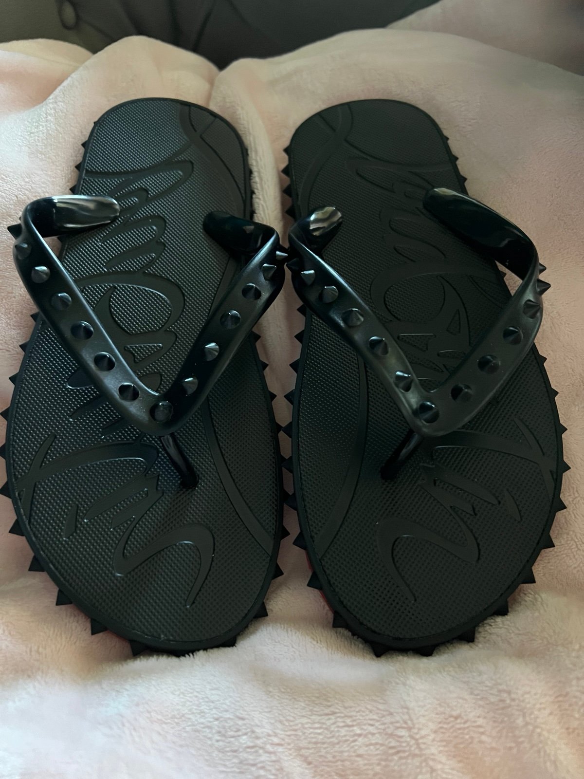 Christian Louboutin Red Bottom Spike Flip Flop Womens Sandals Christian Louboutin Red Bottom Spike Flip Flop Womens Sandals