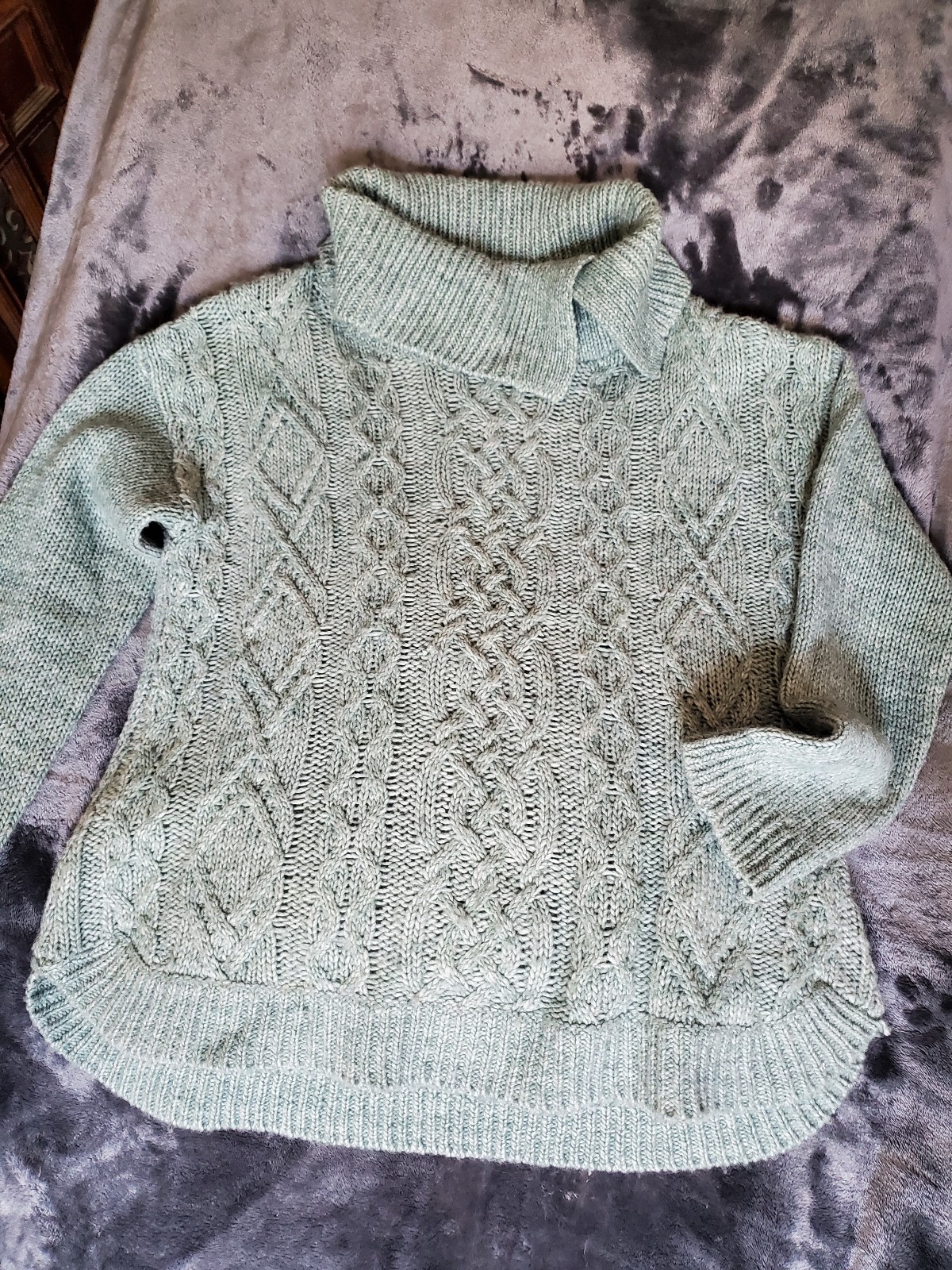 Royal Robbins Ahwahnee Split Cowl Wool Blend Cable Knit Sweater