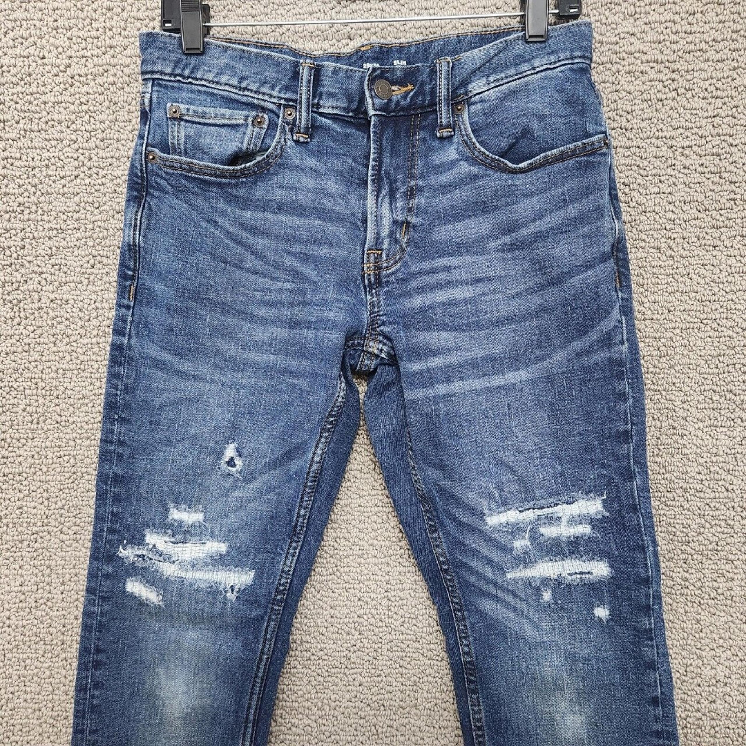 OLD NAVY Women's Blue Heavy Denim Jeans Slim Fit Ripped Size 29x30