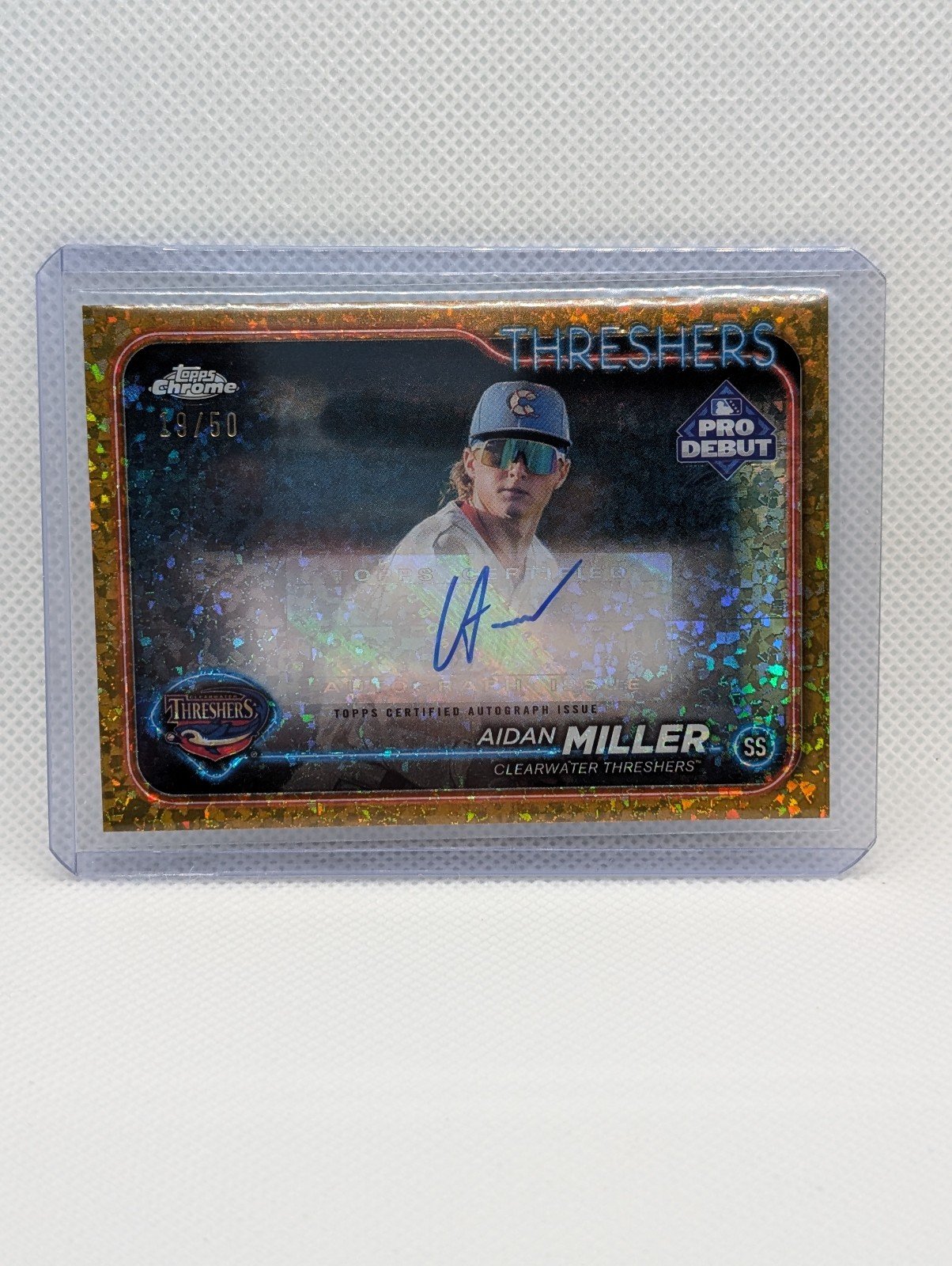 AIDAN MILLER (19/50) 2024 Topps Chrome Pro Debut GOLD MINI DIAMOND AUTO #PDC-31