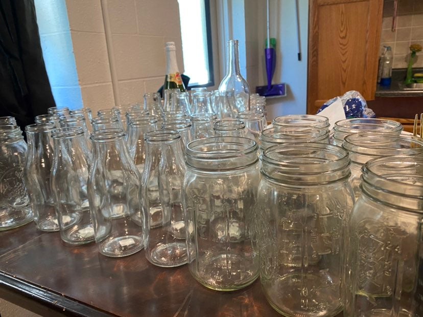 Large mason jars/milk jars/ wedding decor
