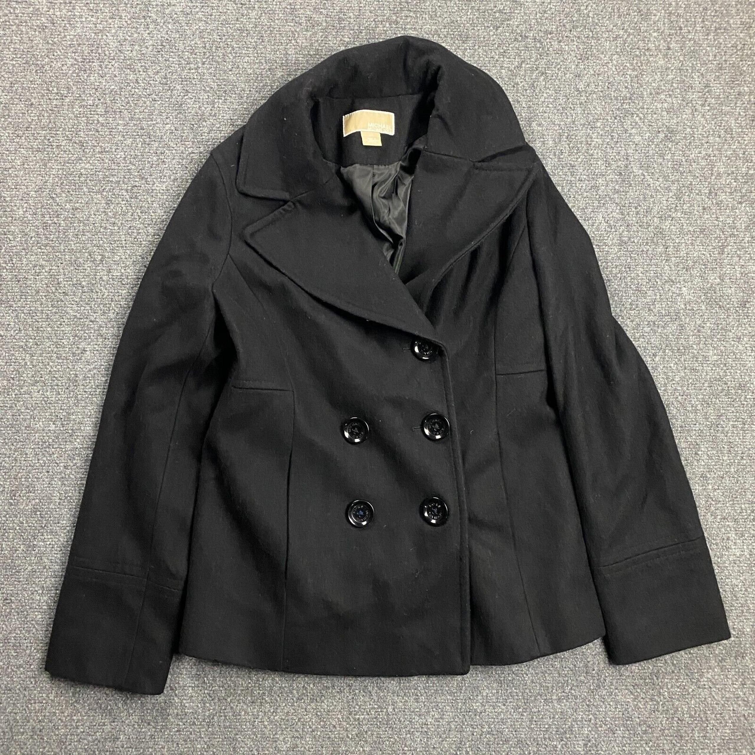 Michael Kors Pea Coat Women's Small Black Wool Blend Outerwear Adults