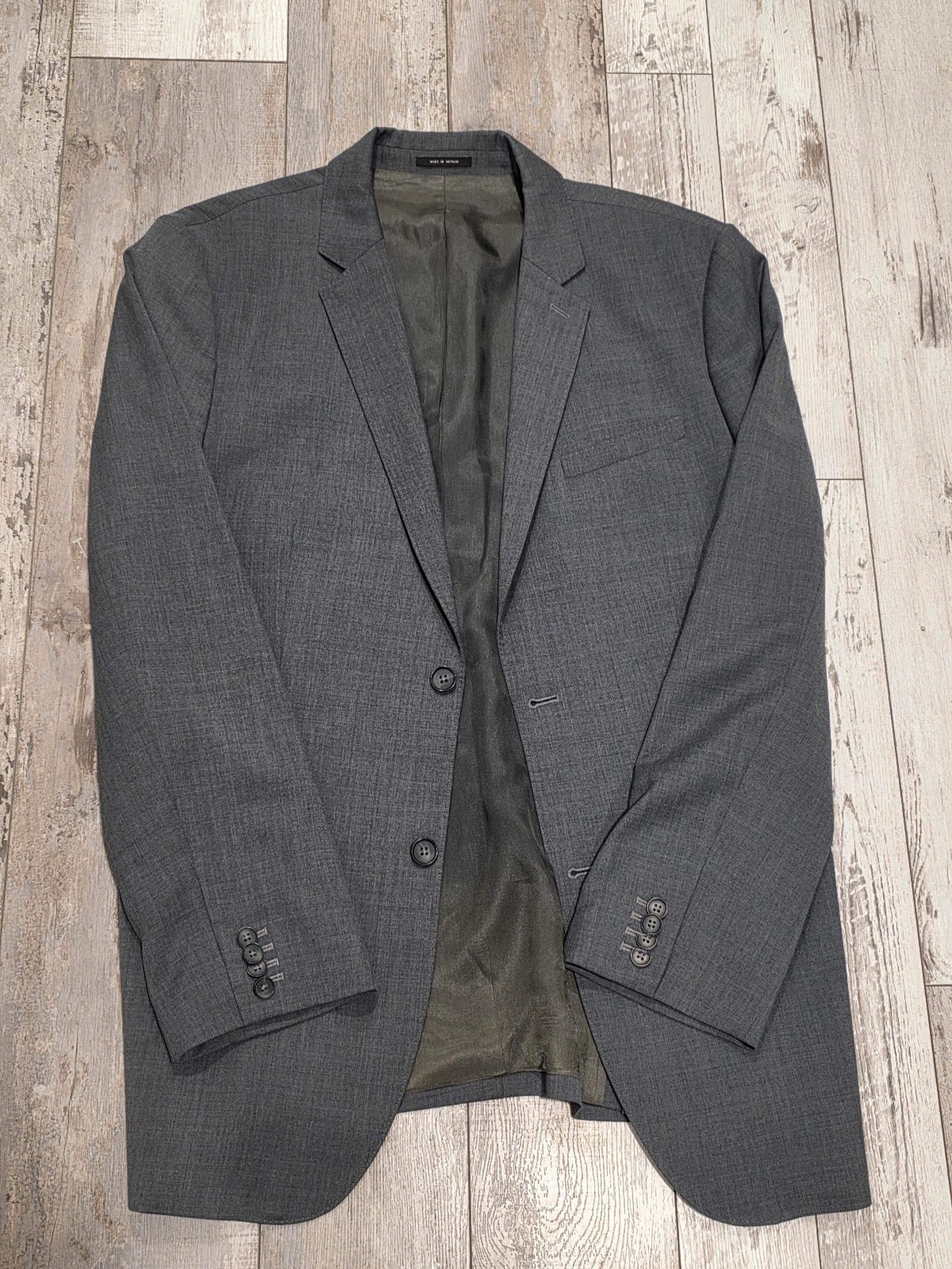 42L Men's Express Blazer Gray Wool Blend Flex Fit 2 Button Sport Coat