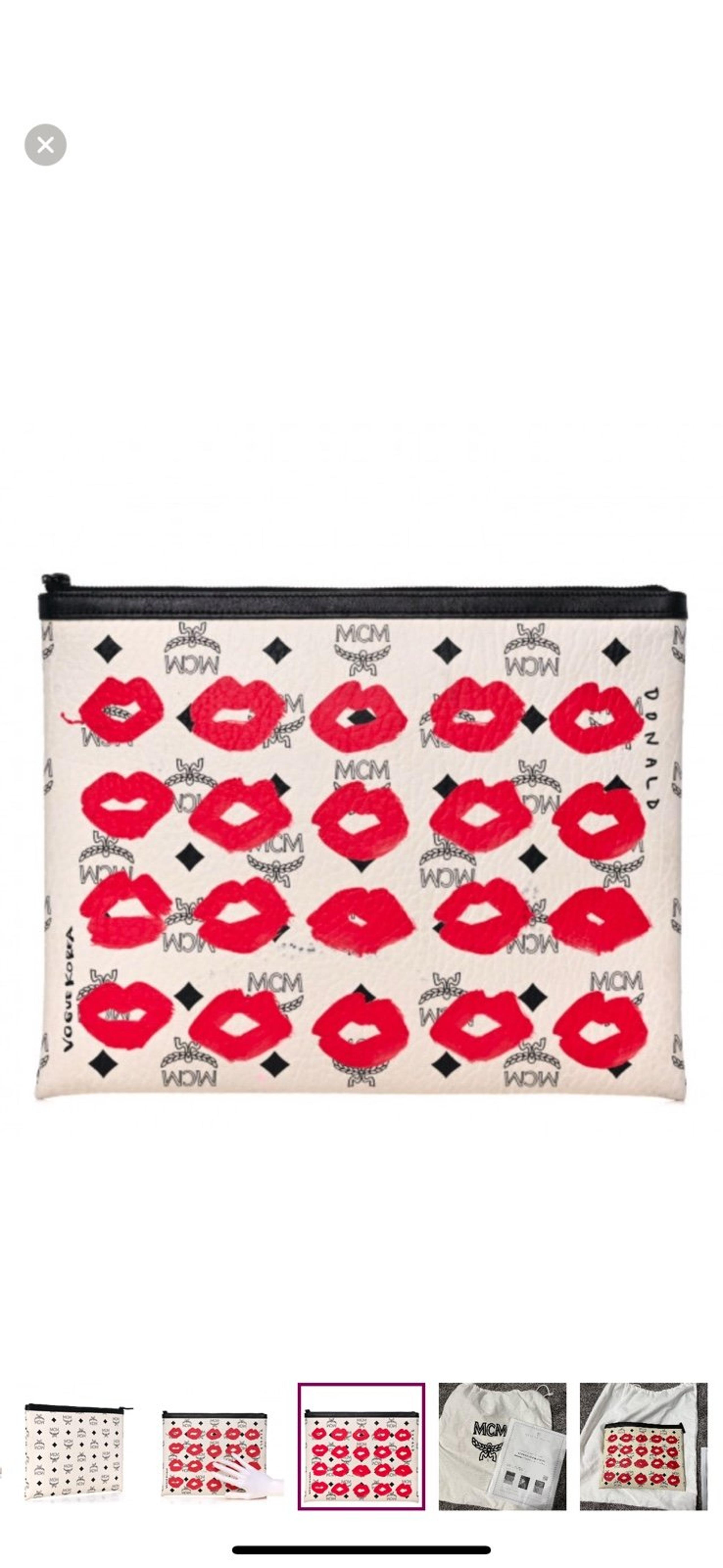 MCM Visetos X Vogue Korea Pouch White Multicolor &dustbag/COA