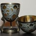 Vintage Cloisonne Brass Egg w/Stand Trinket