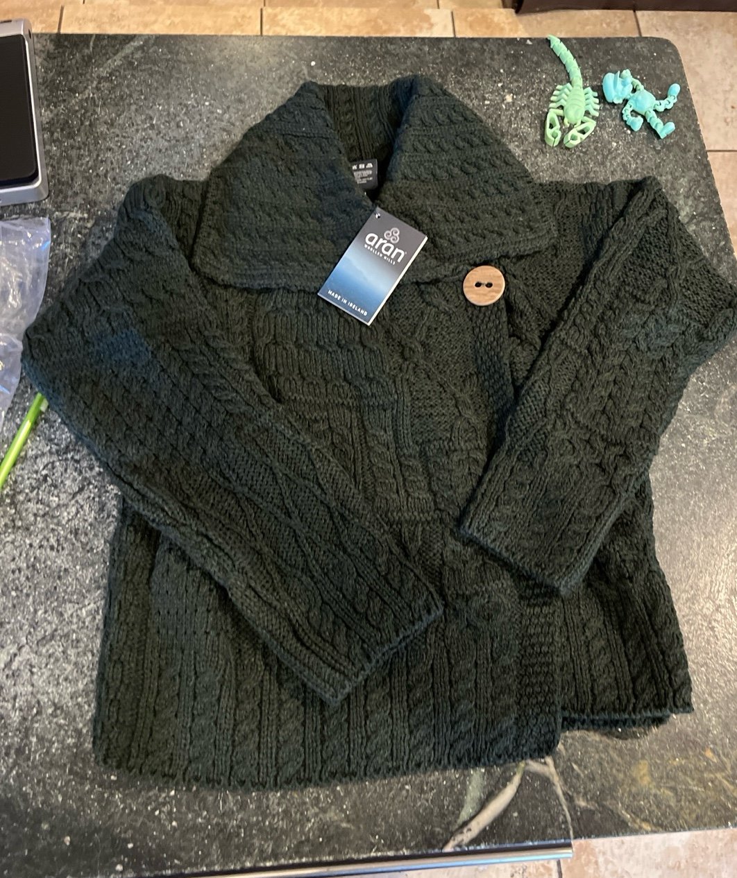 Aran woolen mills Corina cardigan green S