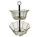 Spider Web Gold/Black Metal 2 Tiered Basket Fruit/Snacks Counter/Table Halloween