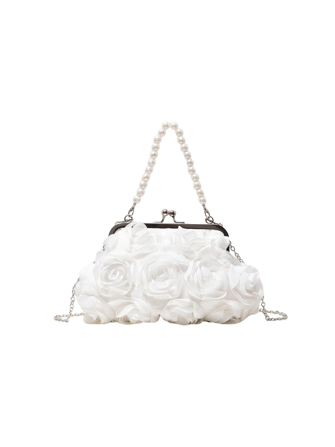 Women'S 3d Floral Crossbody Bags Evening Satchel Clutch Purses Top Handle