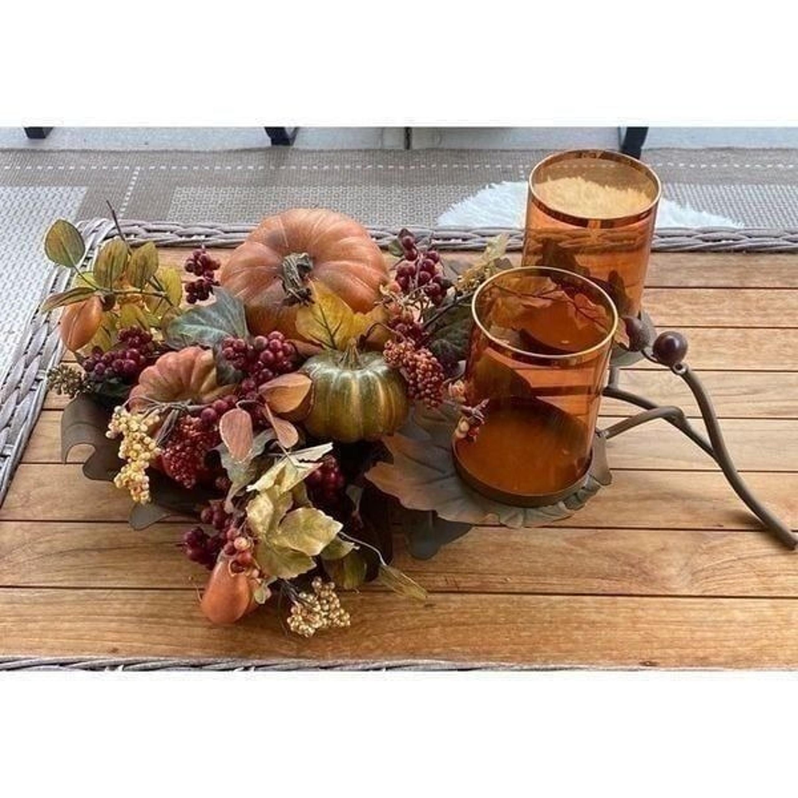 Nearly Natural Pumpkin, Artificial Fall Arrangement Candelabrum Decor