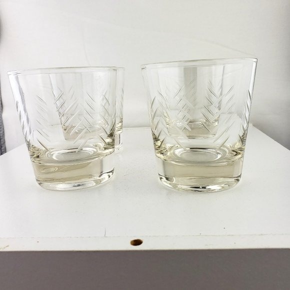 Glasses Etched Juice Cocktail Set of Four
