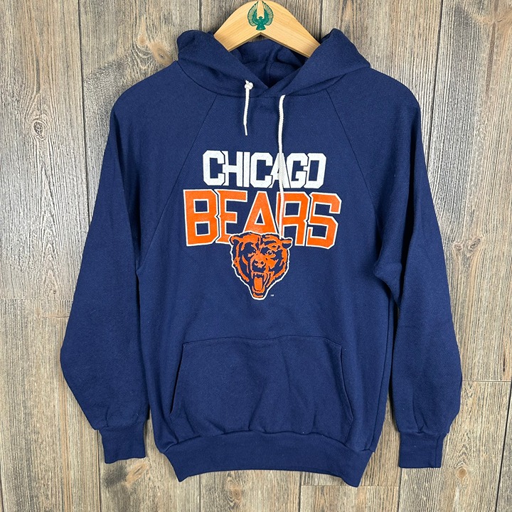 NFL Chicago Bears Vintage 80s Raglan Cut Hoodie Made in USA Size Medium
