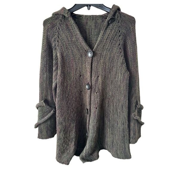 Green and purple boutique cardigan sweater