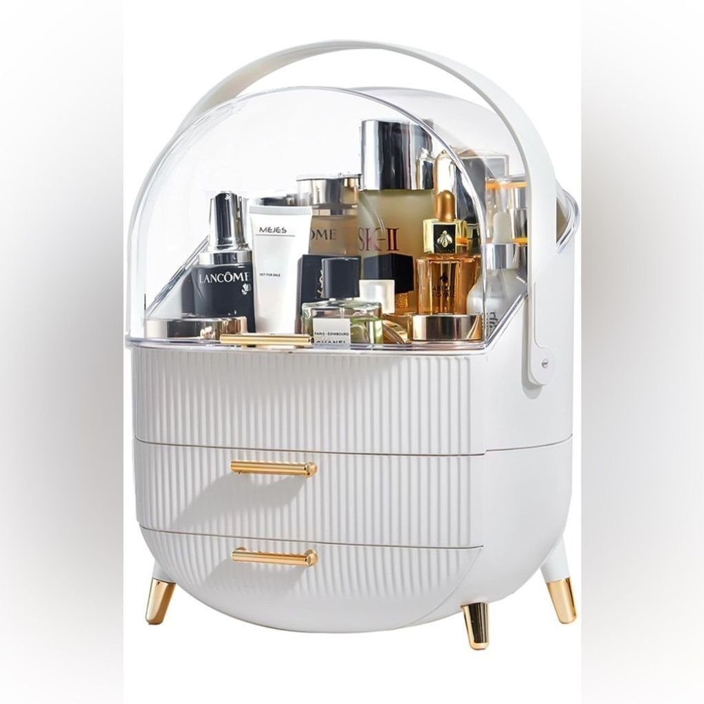 Makeup Organizer, Portable Countertop Display Case with Cover and Drawers New