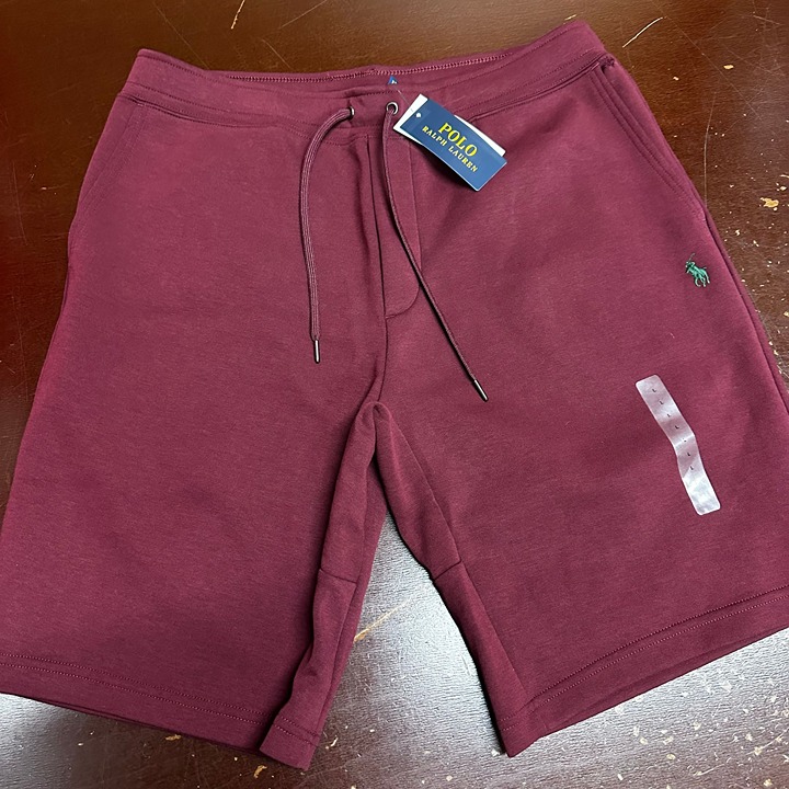 Polo Ralph Lauren Mens Maroon Flat Front Elastic Waist Comfort Shorts Size Large