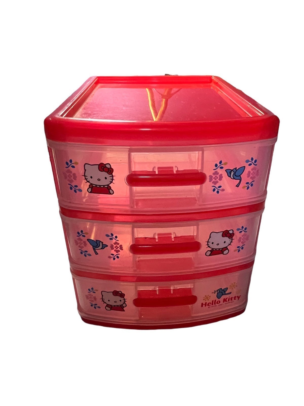 VINTAGE SANRIO 2001 Y2K HELLO KITTY RED 3 DRAWER THREE DRAWERS SET ORGANIZER