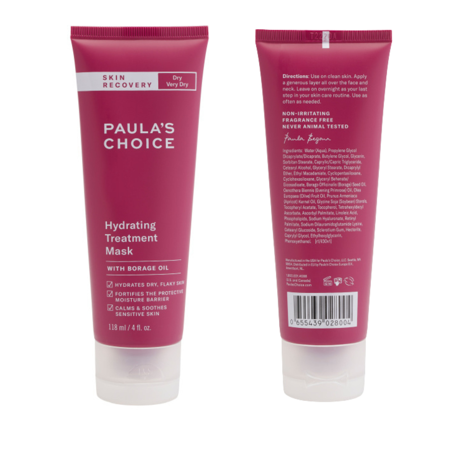 Paula's Choice Skin Recovery Hydrating Treatment Mask 4 Oz Dry Very Dry 2-Pack
