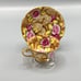 Vtg Lefton Footed Tea Cup Saucer Hand Painted Roses Leaves Gold Gild Grannycore