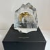 Hoya Crystal Iceberg Clock Sculpture 4 1/4 Tall Museum Crystal Japan