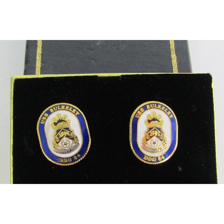 U.S. Navy USS Bulkeley (DDG-84) Goldtone Cufflinks In Box