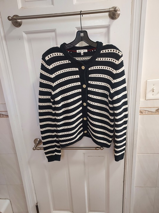 Alex Mill Striped Black Haley Cardigan Sweater