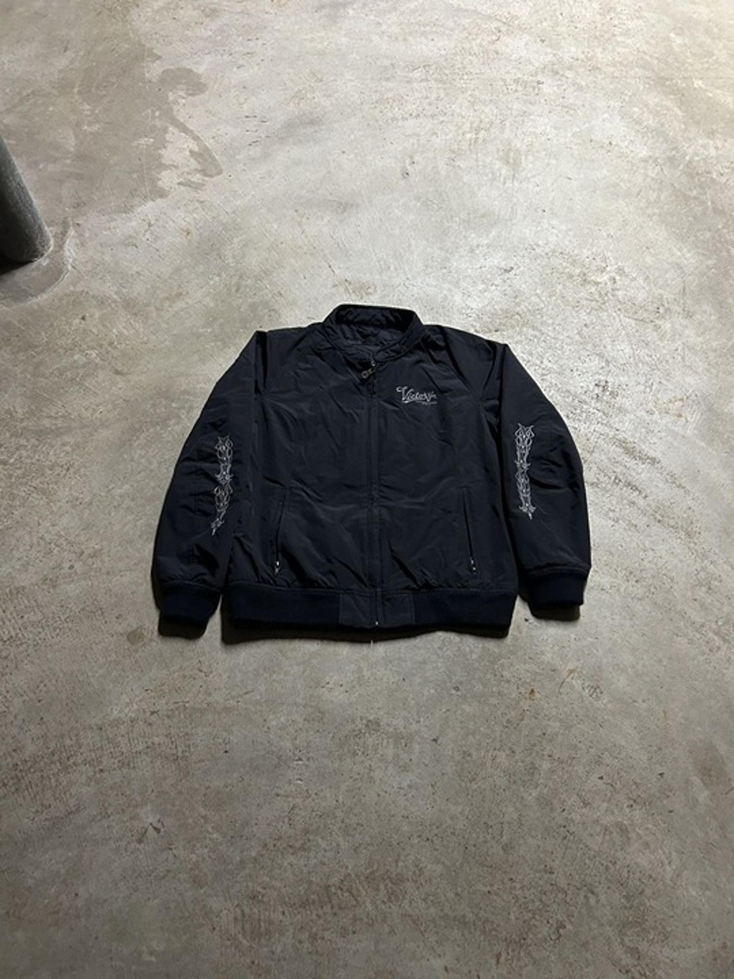 Vintage Y2K Victory Motorcycle Embroidered Zip Up Jacket