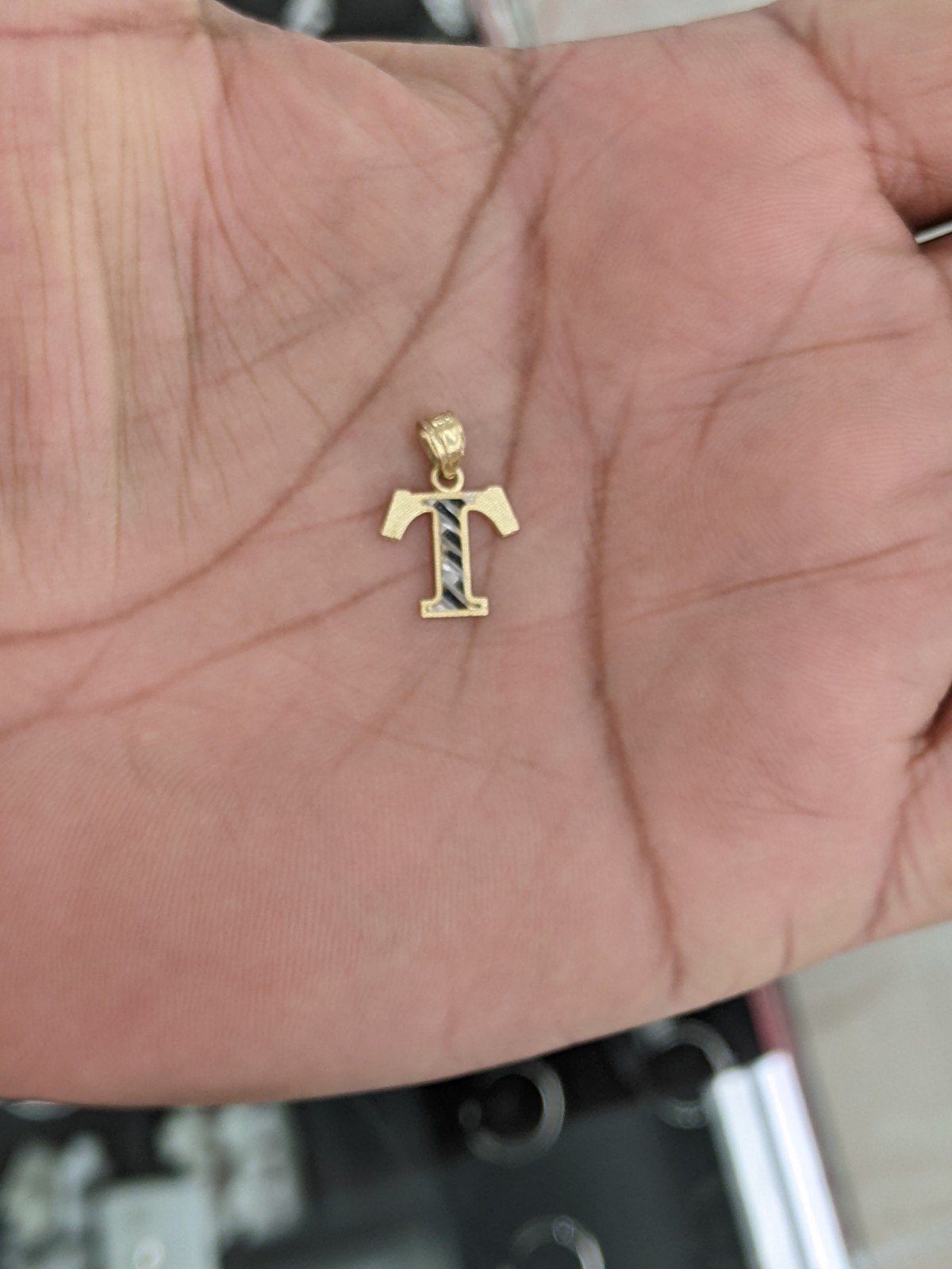 14kt Real Gold Initial T Pendant