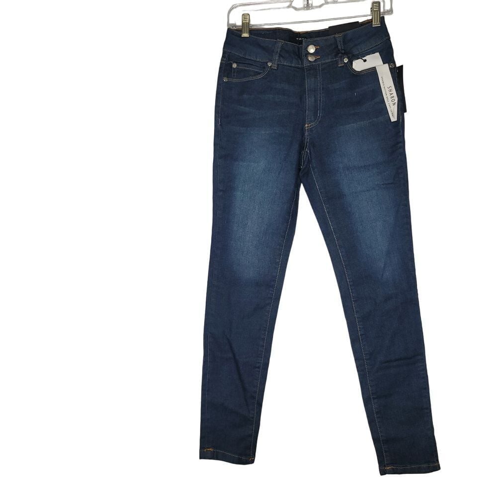 Tahari Olivia Denim Roll Cuff Skinny Jeans Blue Sharon Rayon Size 6/28 NWT