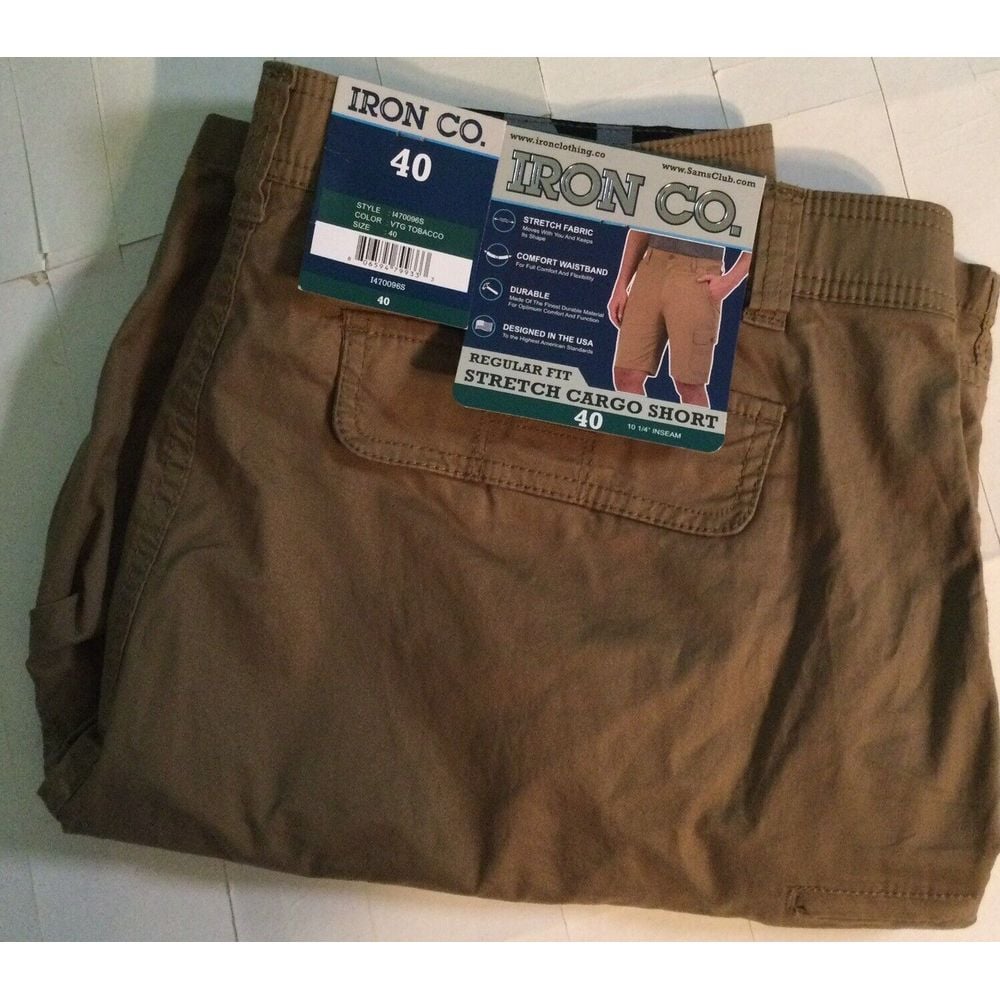 Iron Co Men's Comfort Waistband Reg. Fit Stretch Cargo Fit Tobacco 40 Brown NWT