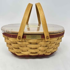 Longaberger Basket 2004 Christmas Edition Get Together w/ Lid & Protector NEW