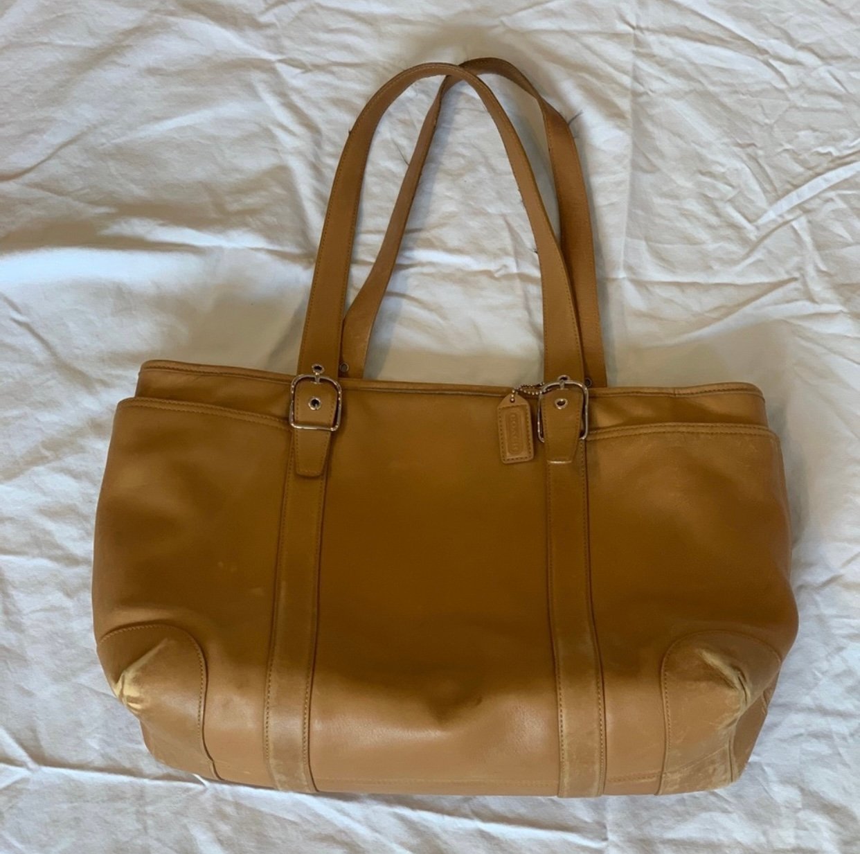 Coach Camel Leather Tote Diaper Bag!