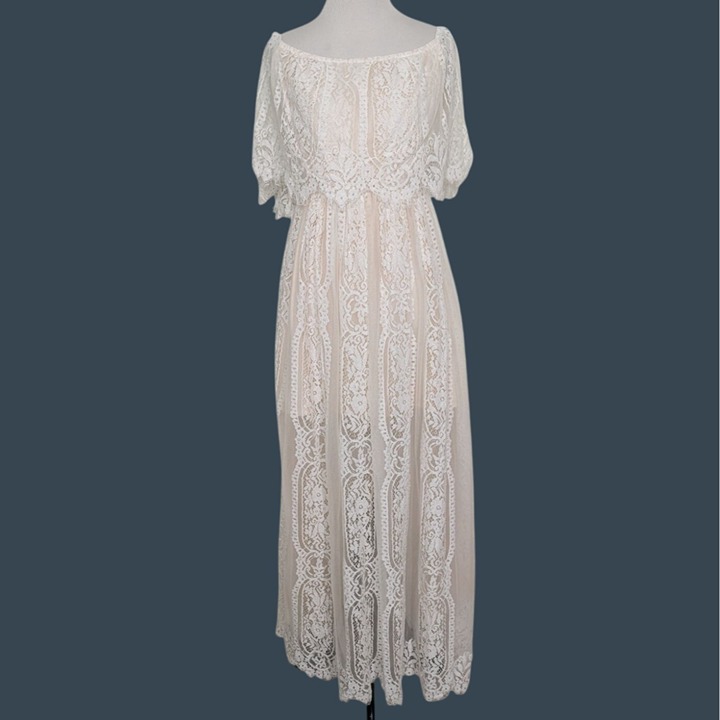 Baltic Born Caroline Lace Maxi Dress Womens Size Medium Ivory Bridal Romantic