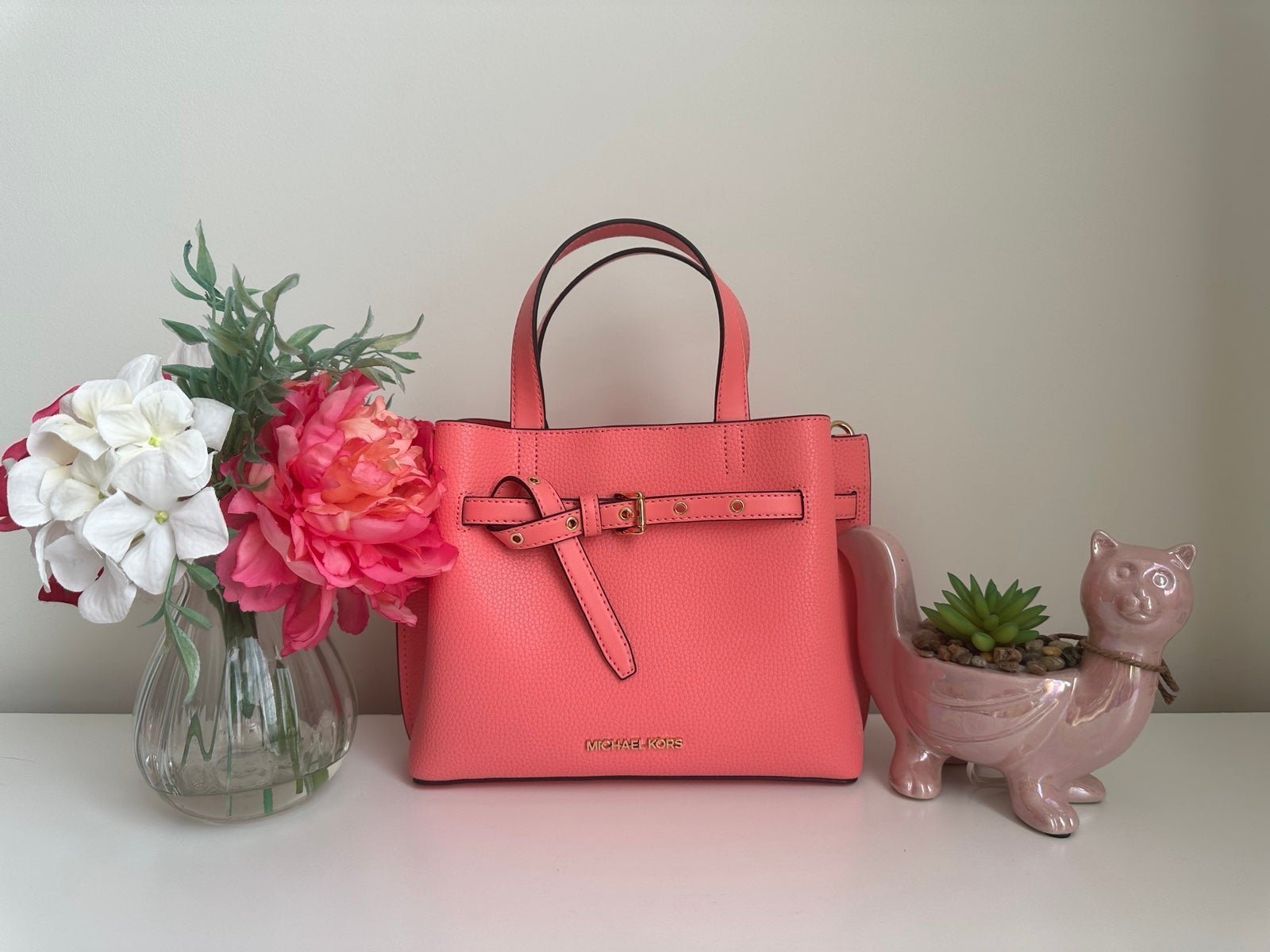 Michael Kors Emilia Leather Small Satchel Grapefruit