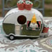 Super cute gareden gnome in camper bright and colorful birdhouse