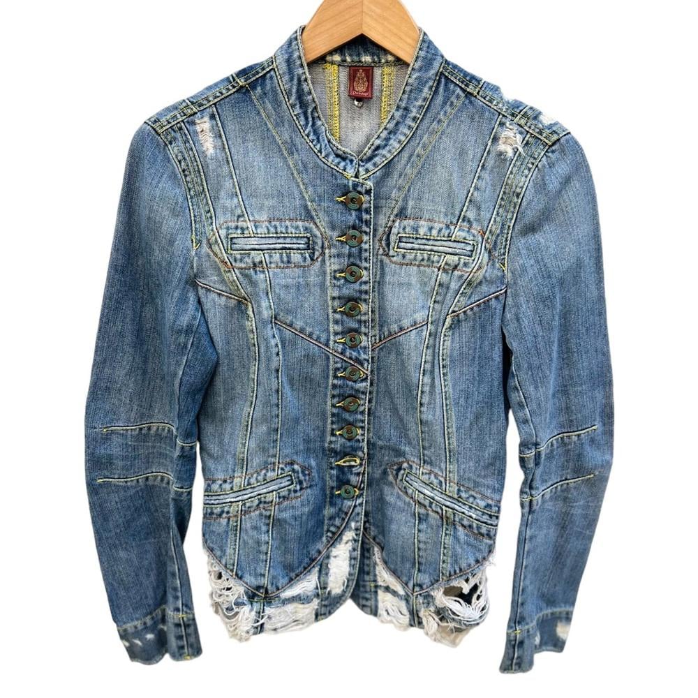 Dondup Made in Italy Distressed Jeans Jacket Size Medium