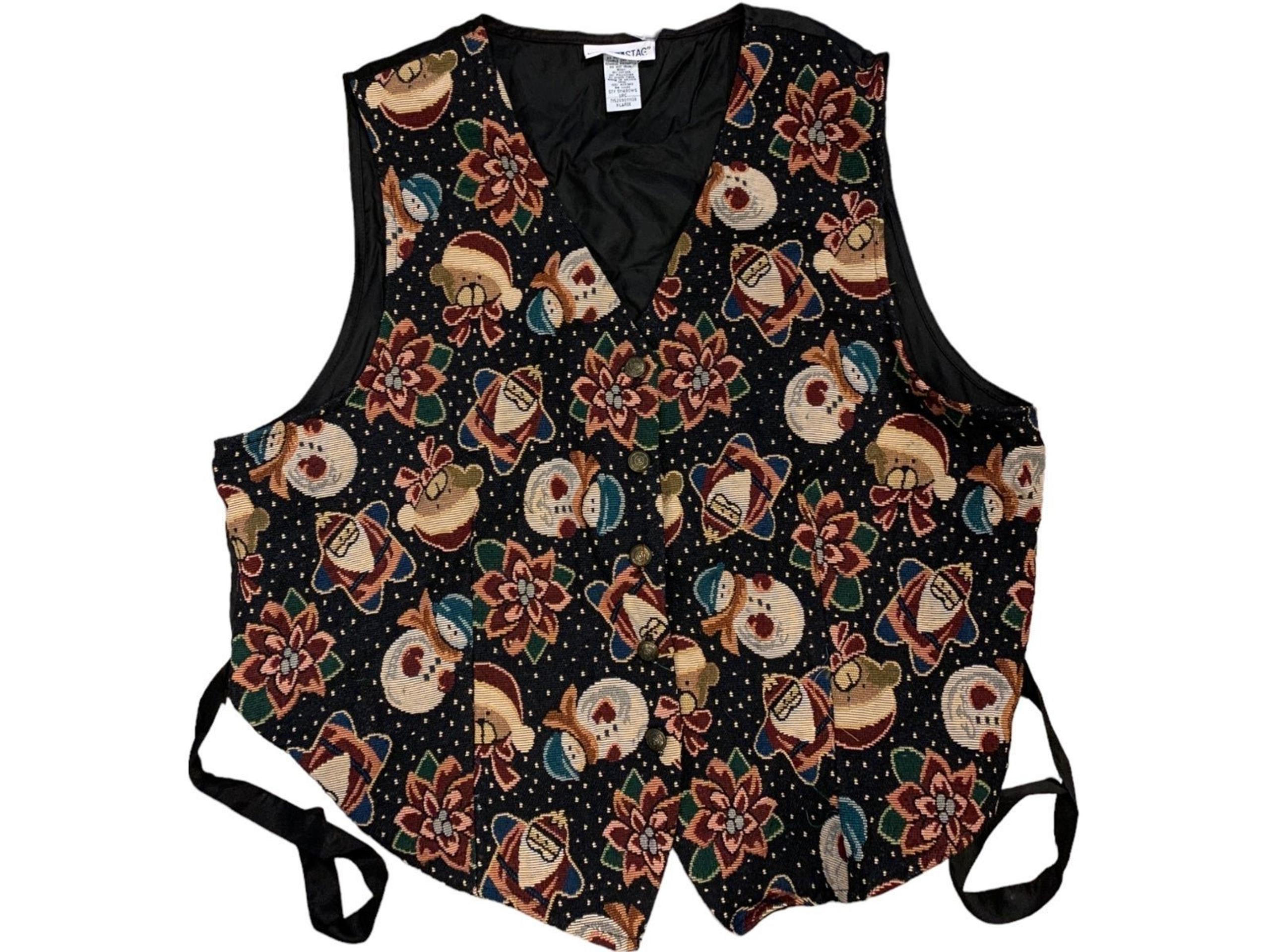 Vintage White Stag Christmas Vest, Ugly Christmas Sweater Women's XL