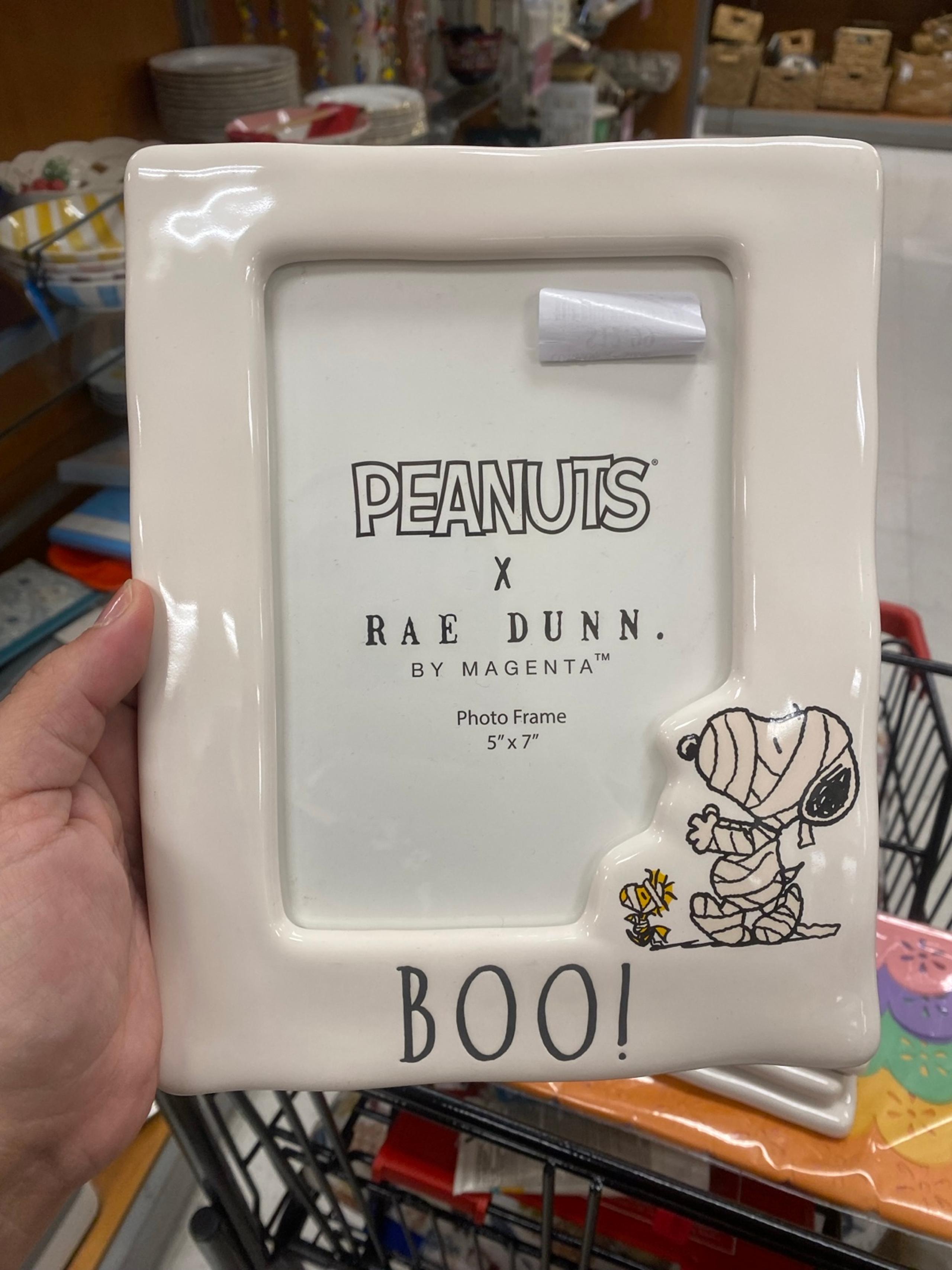 Rae Dunn Peanuts BOO! Ivory Picture Frame 5”x7” Photo Halloween Snoopy Mummy