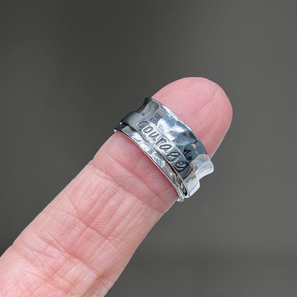 NEW! David Tishbi Sterling Spinner Ring-COURAGE