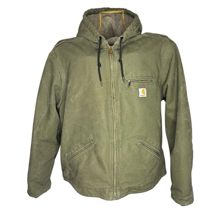 Womens Carhartt Washed Duck Sherpa Jacket Olive Green 2XL Regular