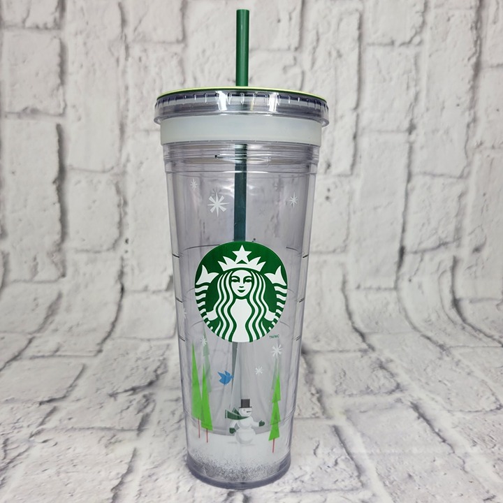 New Starbucks 2011 Holiday Christmas Snowman Cold Insulated Tumbler 24 oz
