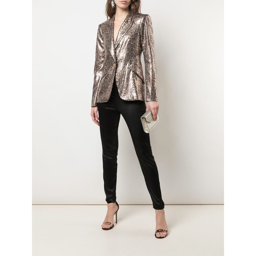 New L'AGENCE Chamberlain Sequin Leopard Print Blazer size 2 Lined Neutral Button