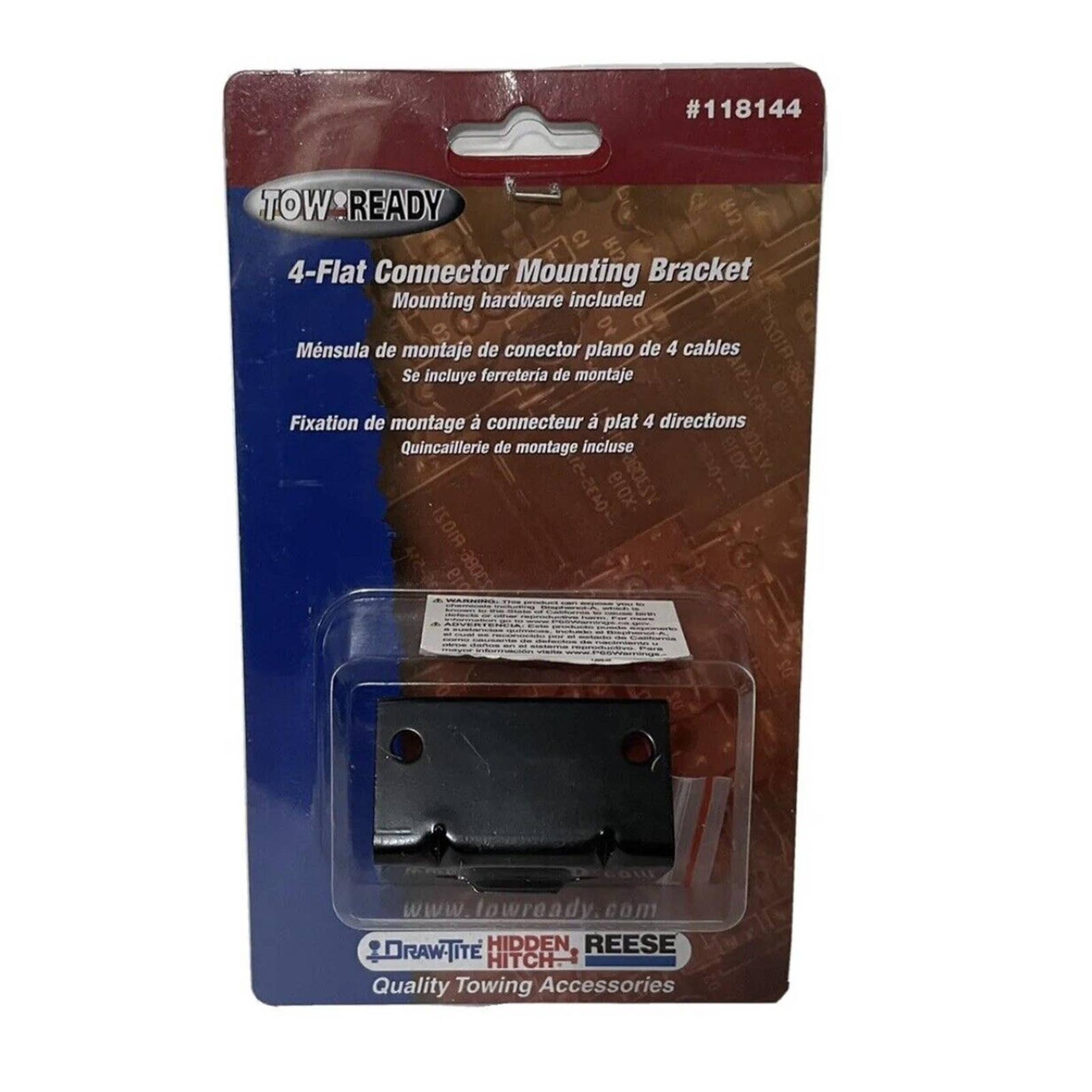 Tow Ready 118144 Trailer Wire Connector 4-Flat Mounting Bracket - NEW