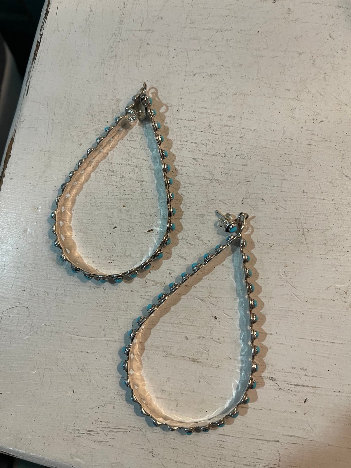 Pear drop Navajo turquoise earrings