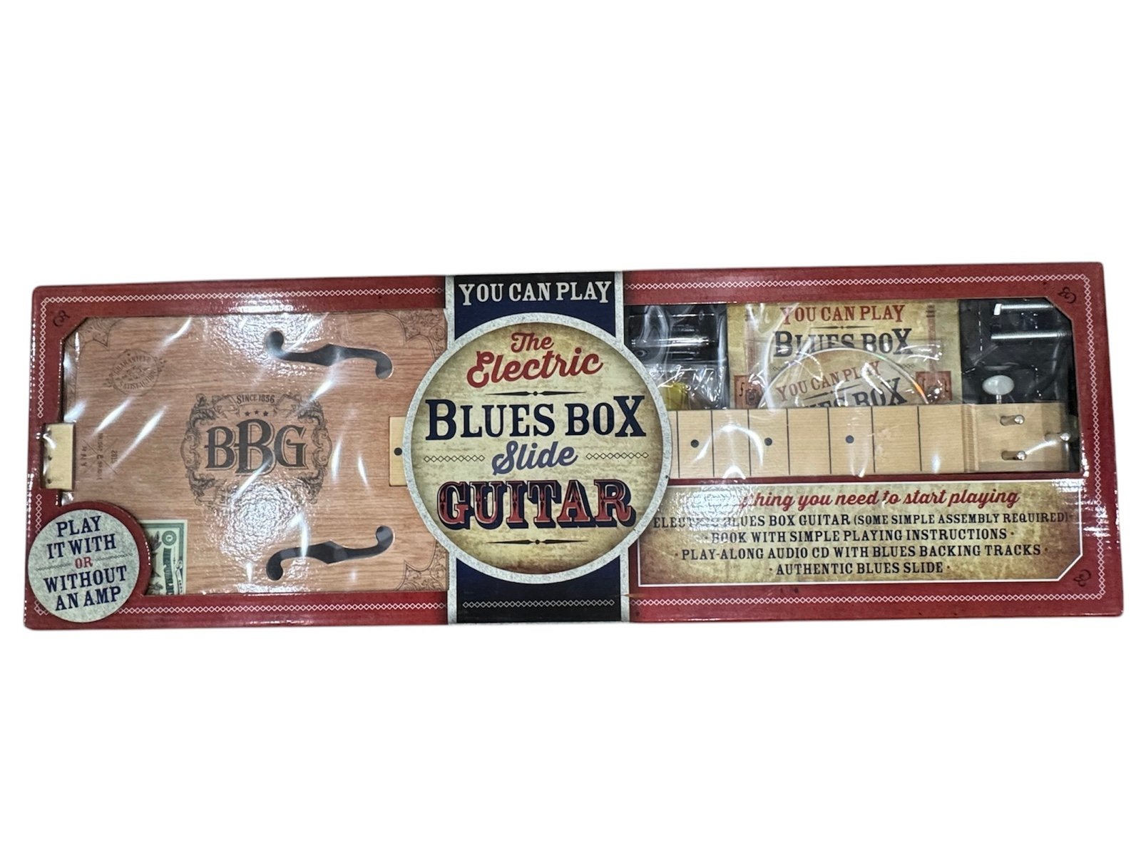 Hinkler 3 String Electric Blues Box Slide Guitar Kit Beginners Play Along NIB!