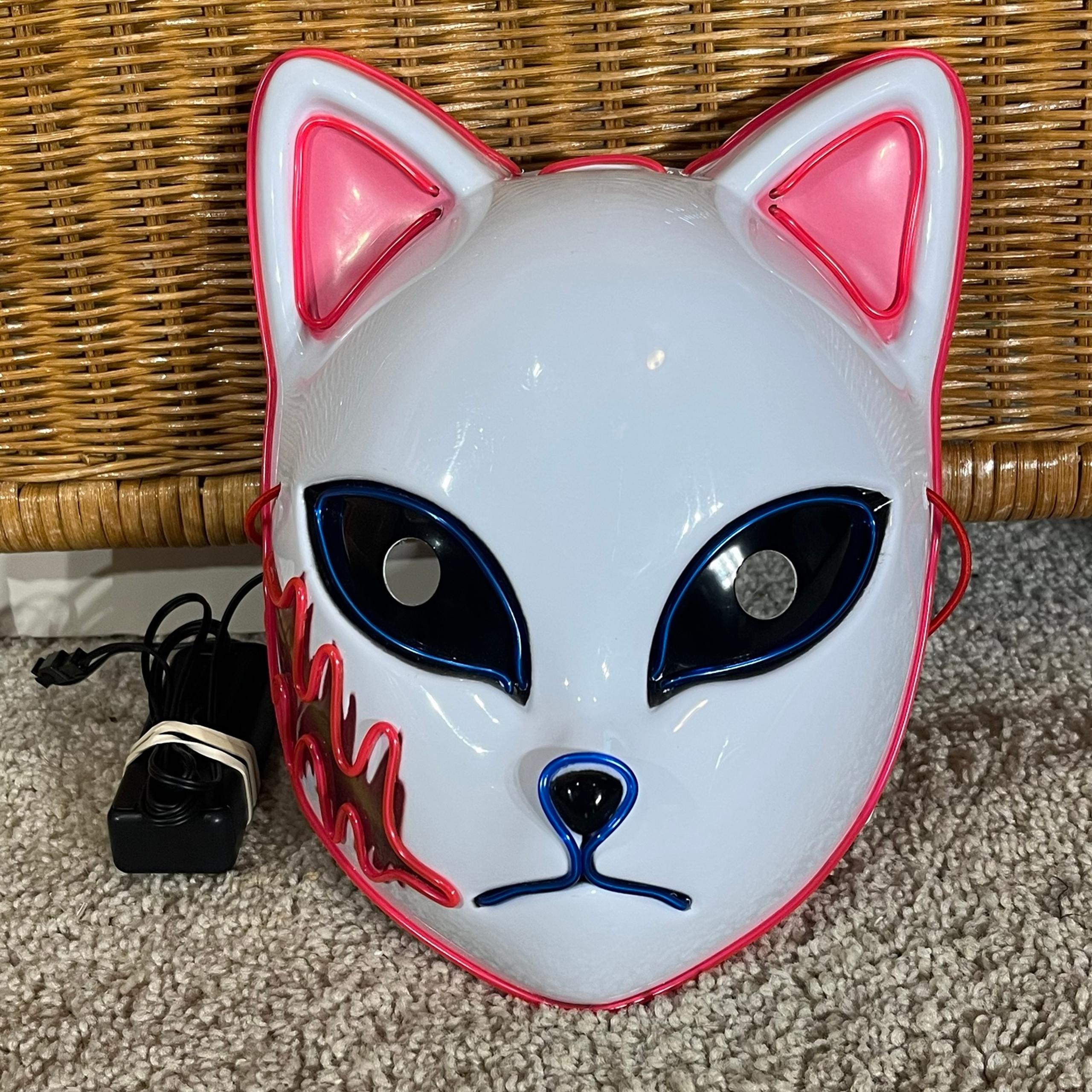 Demon slayer anime fox LED light up fox mask Halloween cosplay multi functional