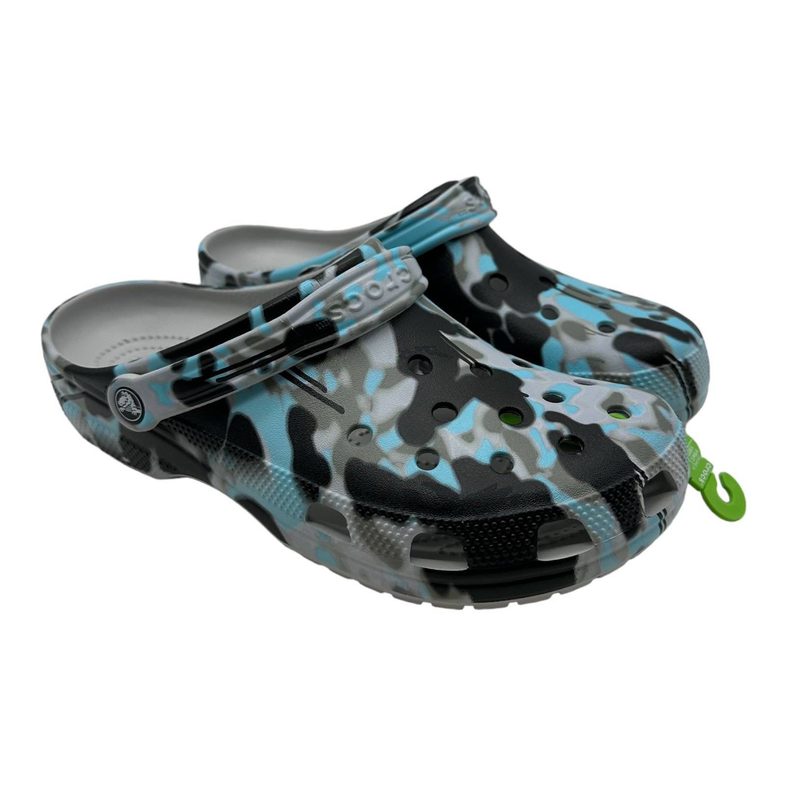CROCS Unisex Classic Spray Camo Men Black and Blue Clogs Size M8 W10