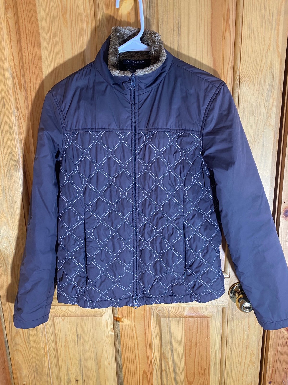 Athleta Quilted Coat Jacket Brown Size Xs