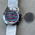 Juicy Couture Women Wristwatch White Rubber Band USA flag color Face Crystal Acc