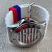 Juicy Couture Women Wristwatch White Rubber Band USA flag color Face Crystal Acc