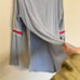 Free People Feeling Magical Grey Red Yellow Striped Crochet Collar Slouchy Top S